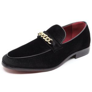 Black Men's Vintage Velvet Designer Classic Smoking Dress Tuxedo Loafers Shoes
